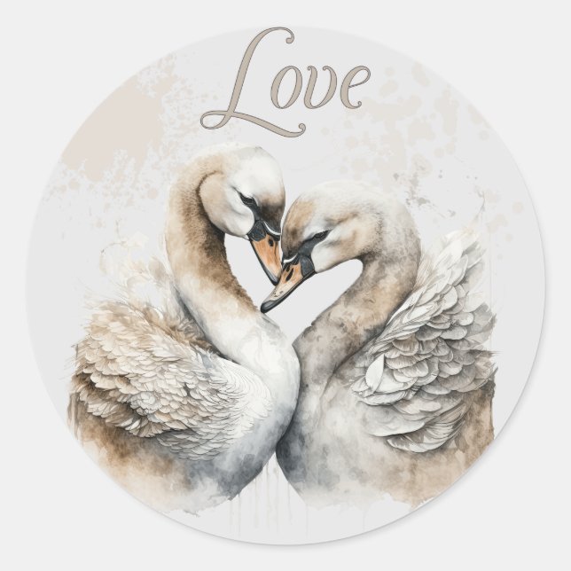 Sticker Rond Cygnes d'amour (Devant)