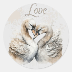 Sticker Rond Cygnes de l'amour