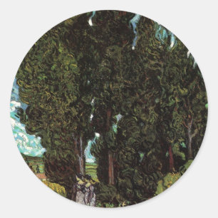 Sticker Rond Cyprès avec personnages féminins par Vincent van G