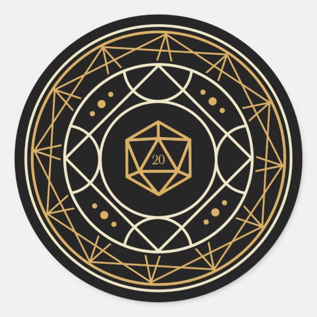 Sticker Rond D20 dés géométrique CircleTabletop RPG (Devant)