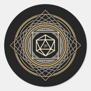 Sticker Rond D20 Dice Geometry Circle of Wizard Tabletop RPG