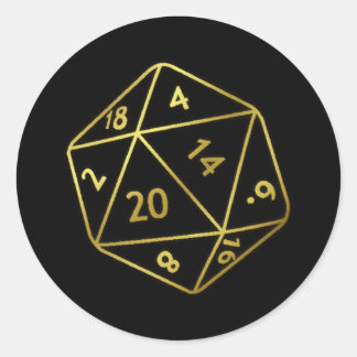 Sticker Rond D20 d'or
