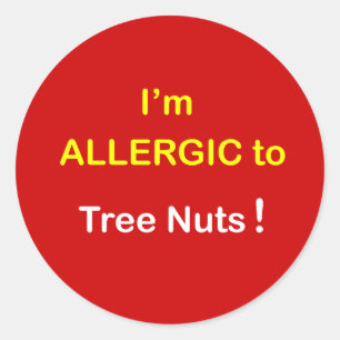 Sticker Rond d5 - Je suis allergique - NUTS D'ARBRE.