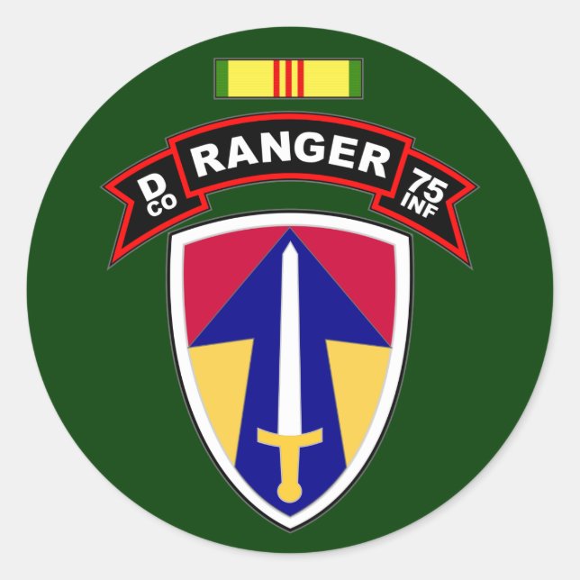 Sticker Rond D Co, 75e régiment d'infanterie - Rangers, Vietnam (Devant)
