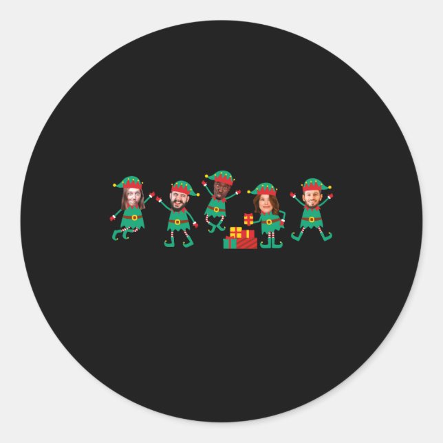 Sticker Rond D Funny Face Photo Christmas Elf  (Devant)
