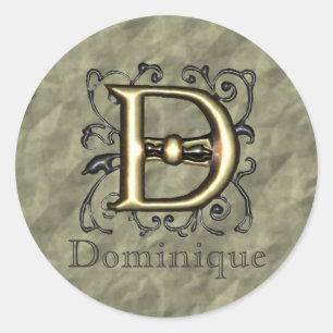 Sticker Rond D - Monogramme Vintage incorporé (or)