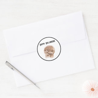 Sticker Rond Da Vinci Halloween Science Anatomie Crâne Imprimer