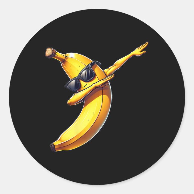 Sticker Rond Dab Banana Dancing Dabbing Banana Fruit Meme 1 (Devant)