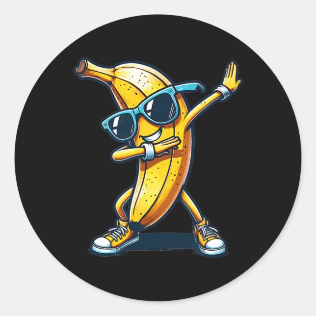 Sticker Rond Dab Banana Danser Dabbing Banana Fruit Meme (Devant)