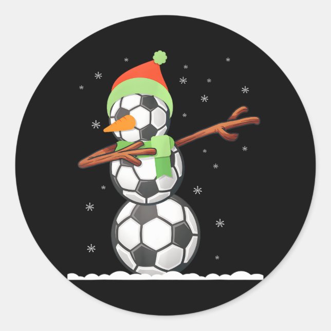 Sticker Rond Dab Snowman Fait De Boules De Football Drôle Noël (Devant)