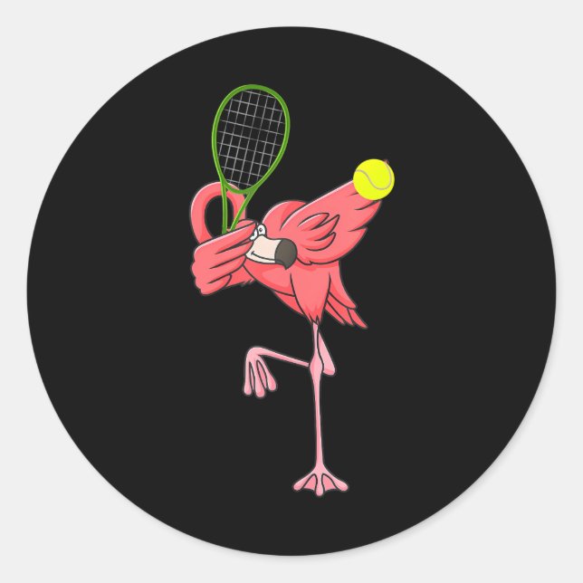 Sticker Rond Dabbing Flamant rose Tennis Joueur de tennis Flama (Devant)