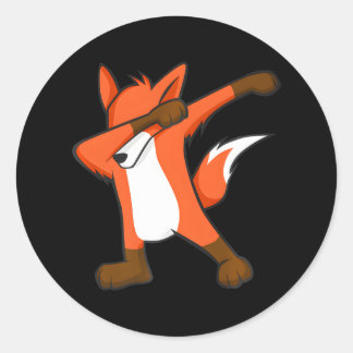 Sticker Rond Dabbing Fox mignon Hip hop Dab Dance