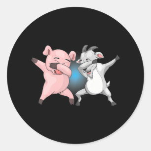 Sticker Rond Dabbing Goat Pig Farm Amoureux des animaux Funny F