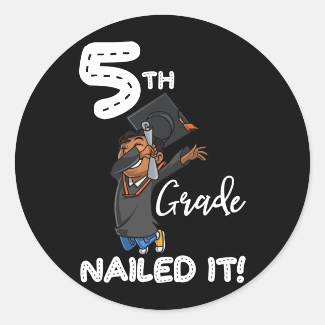 Sticker Rond Dabbing Graduation Boy 5e Classe De 2022 (Devant)