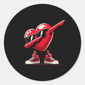 Sticker Rond Dabbing Heart Funny Valentine Design Perfect For F