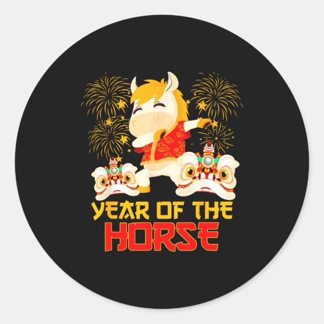 Sticker Rond Dabbing Horse Chinese New Year Of The Horse2026  (Devant)