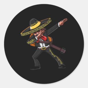 Sticker Rond Dabbing Mexicaine Mariachi Cinco De Mayo Costume T