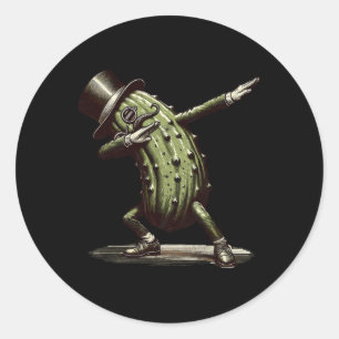Sticker Rond Dabbing Pickle Dancing Cucumber Lover Drôle Pickle