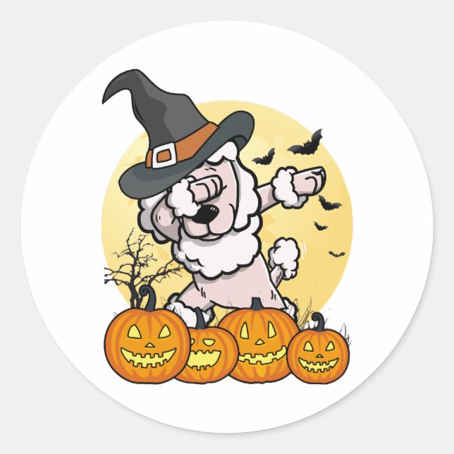 Sticker Rond Dabbing Poodween Halloween (Devant)