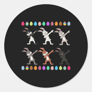 Sticker Rond Dabbing Rabbits Jour de Pâques Oeufs Dab Garçons F