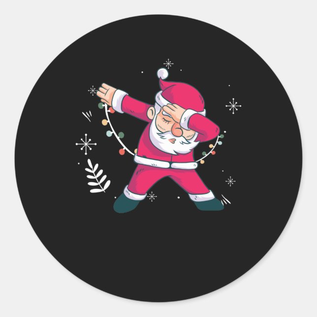 Sticker Rond Dabbing Santa Claus danseuse de Noël (Devant)