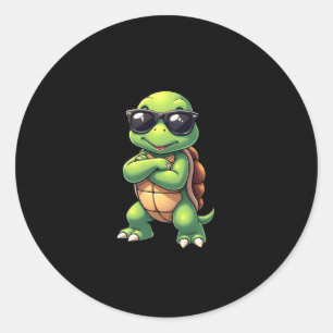 Sticker Rond Dabbing Sea Turtle Amoureux des animaux Sauvez Les