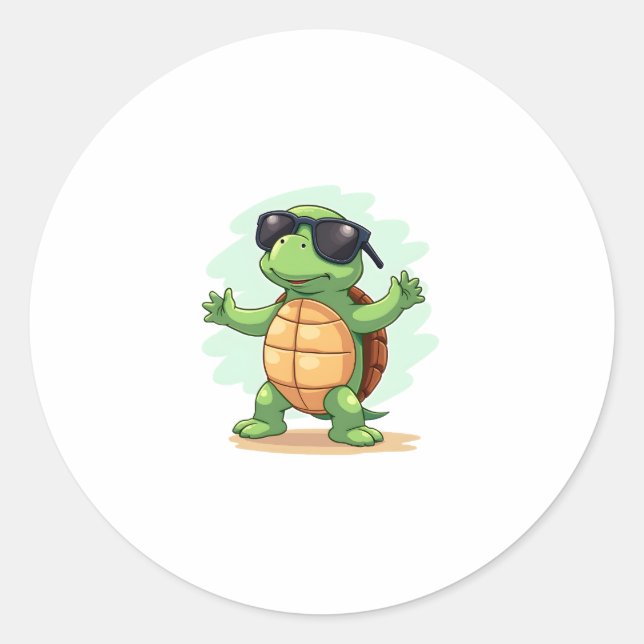 Sticker Rond Dabbing Sea Turtle Amoureux des animaux Sauvez Les (Devant)