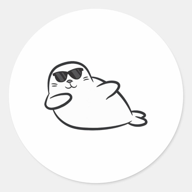 Sticker Rond Dabbing Seal Danser Seal Cute Seals (Devant)