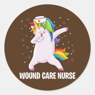Sticker Rond Dabbing Unicorn Funny Wound Care Infirmière