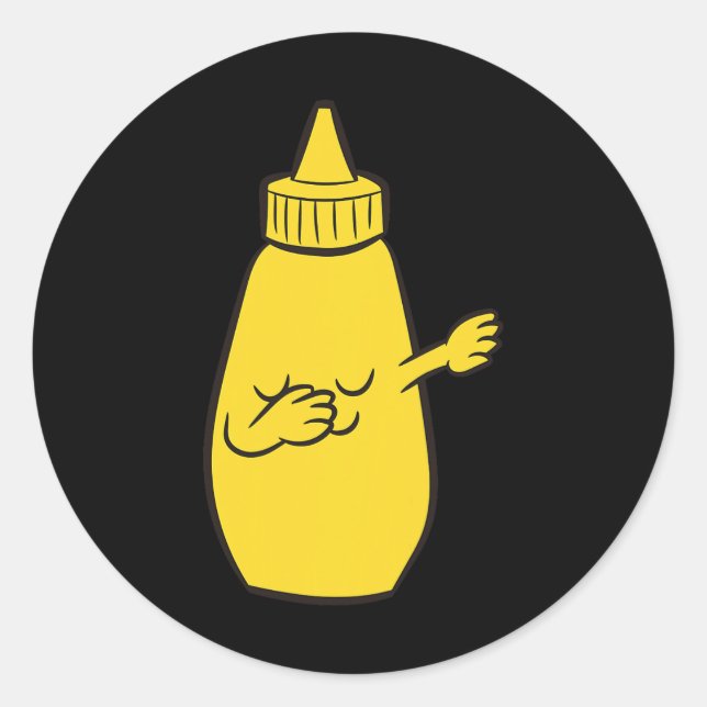 Sticker Rond Dabbing Yellow Mustard Squeeze Bottle Dancin drôle (Devant)