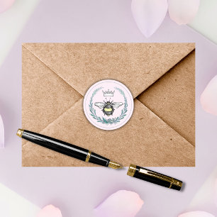 Sticker rond d'abeille couronne