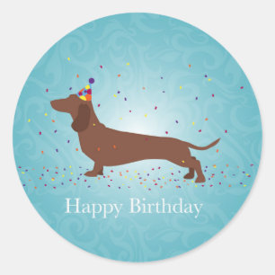 Sticker Rond Dachshund - Bonne conception d'anniversaire