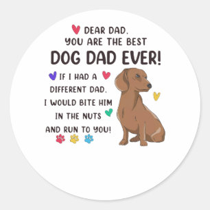 Sticker Rond Dachshund Cher Papa, Tu Es Le Meilleur