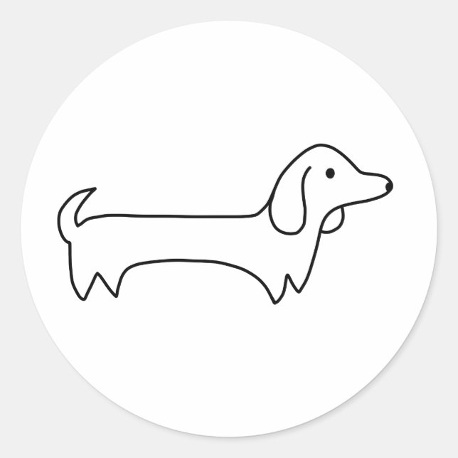 STICKER ROND DACHSHUND, CHIEN CHAUD, CHIEN SAUSAGE, CUTE, AMOUR (Devant)