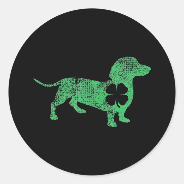Sticker Rond Dachshund Chien St. Patrick's Day Saint Paddy's (Devant)