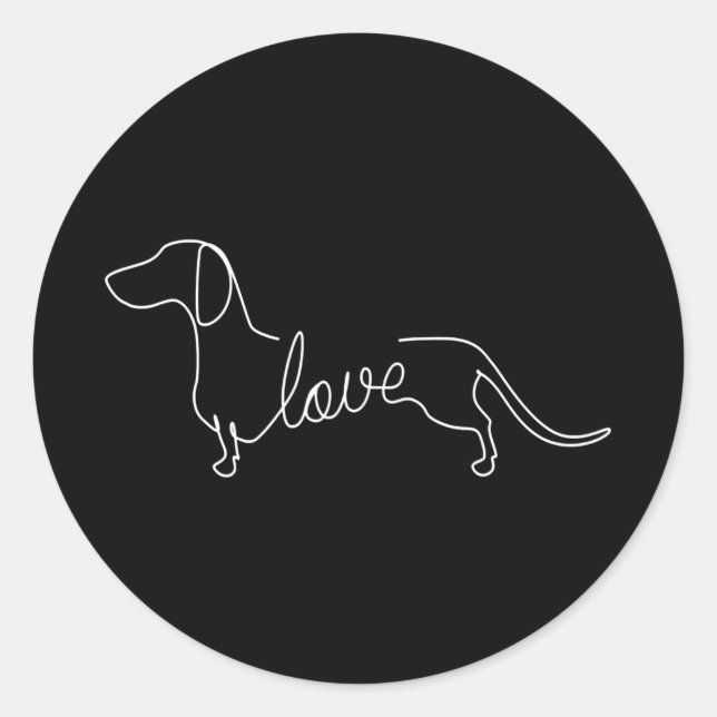 Sticker Rond Dachshund Chiweenie Wiener Chien Log Sketch (Devant)