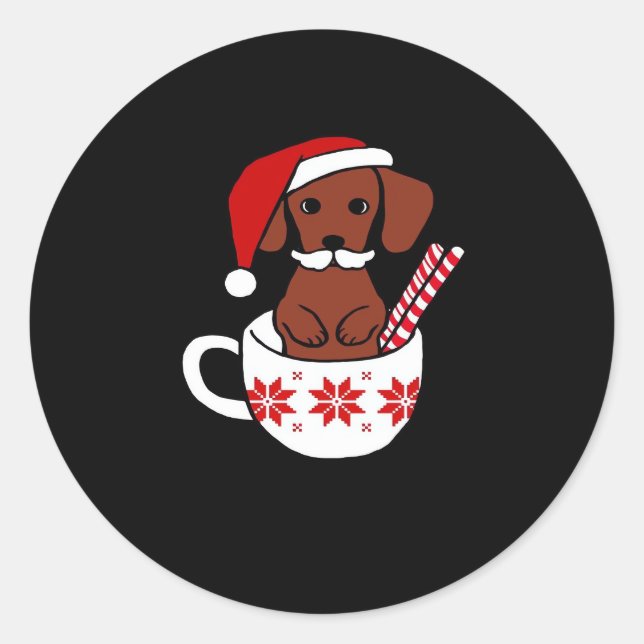 Sticker Rond Dachshund Christmas Mustache café Mug classique T- (Devant)