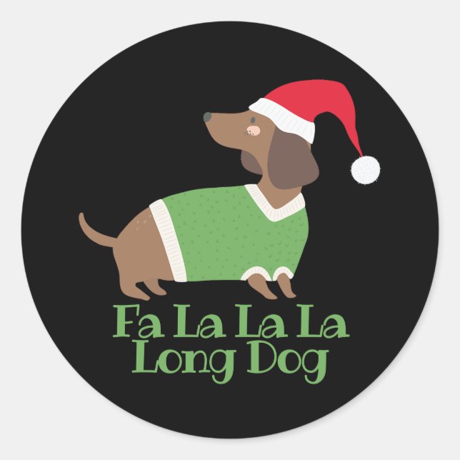 Sticker Rond Dachshund de Noël drôle (Devant)
