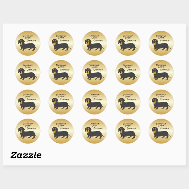 Sticker Rond Dachshund Design personnalisé (Feuille)
