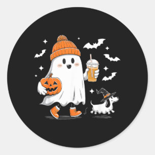 Sticker Rond Dachshund fantôme qui marche Saison épouvantable H