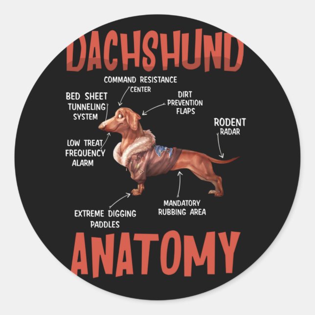 Sticker Rond Dachshund mignonne pour Wiener Doxie amoureux Anat (Devant)