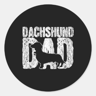 Sticker Rond Dachshund Papa Wiener Far Fars Jour Cadeau