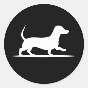 Sticker Rond Dachshund Silhouette - Chien de marche Vintage