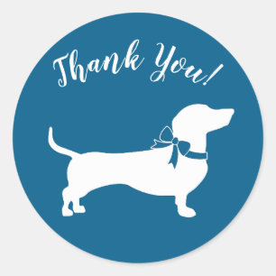Sticker Rond Dachshund Wiener Chien Baby shower Blue Boy