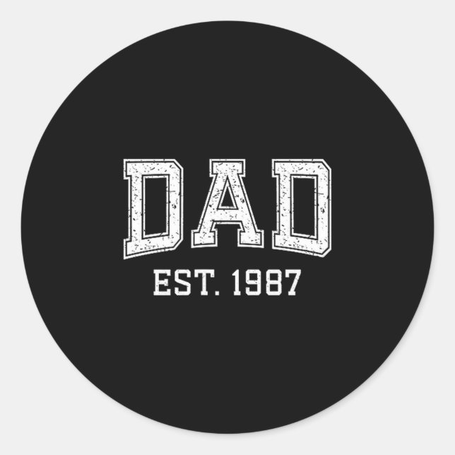 Sticker Rond Dad Est 1987 Dad D Fathers Day Ized  (Devant)