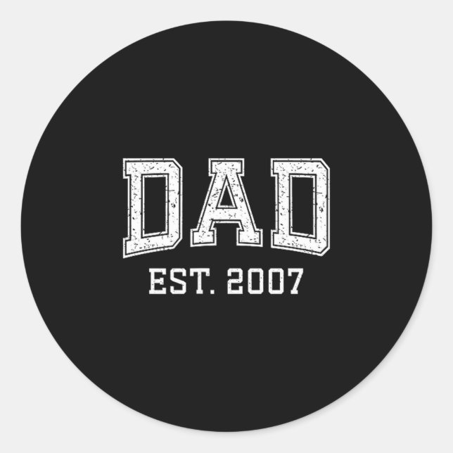Sticker Rond Dad Est 2007 Dad D Fathers Day Ized  (Devant)