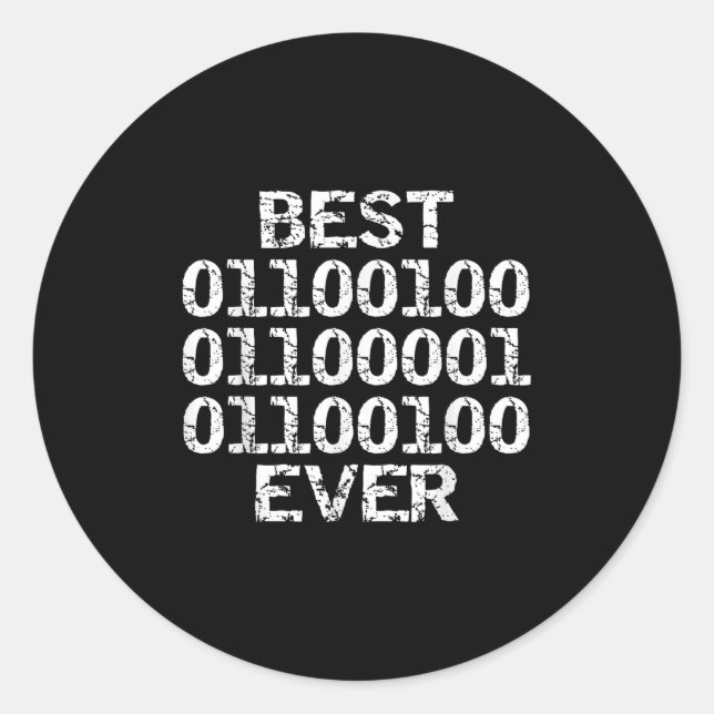 Sticker Rond Dad Ever In Binary Code Software Engineer Father G (Devant)