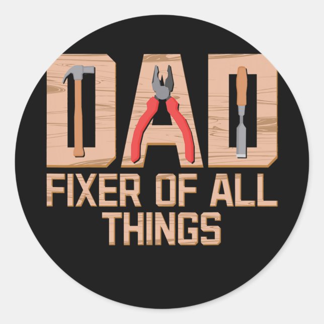 Sticker Rond Dad Handyman Woodworker Father's Day Carpenter (Devant)