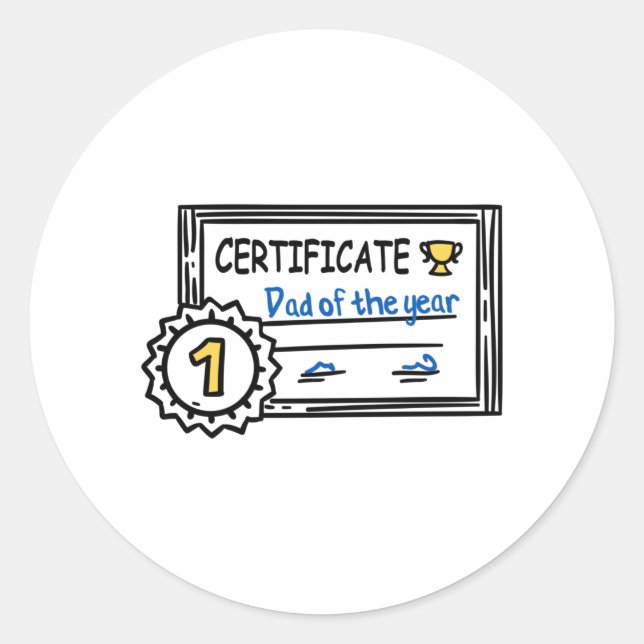 Sticker Rond Dad of the Year certificate father's day Award (Devant)