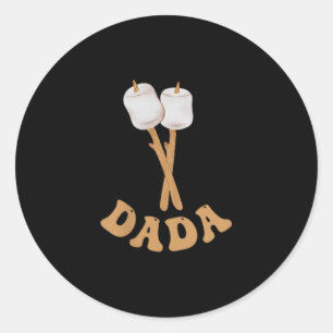 Sticker Rond Dada marshmallow joyeux campeur 1er anniversaire c